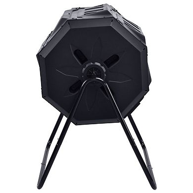 Backyard Compost Tumbler 43-Gallon Bin for Yard Waste and Kitchen Scraps, Black