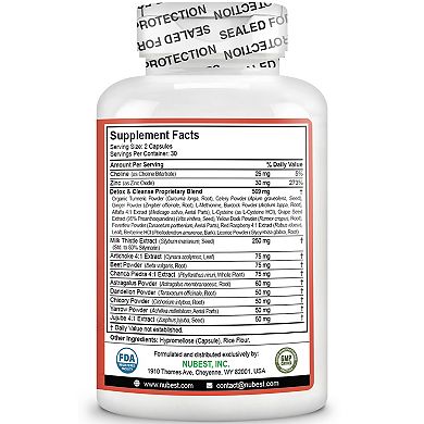 NuBest LiverTox, Advanced Formula For Liver Detox, Cleanse & Digestion, 60 Vegan Capsules