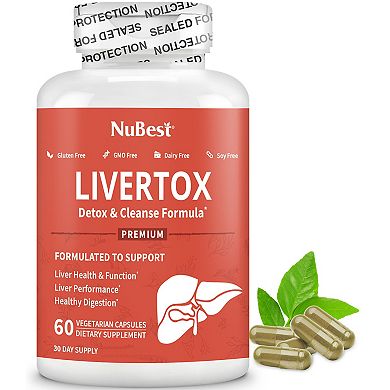NuBest LiverTox, Advanced Formula For Liver Detox, Cleanse & Digestion, 60 Vegan Capsules