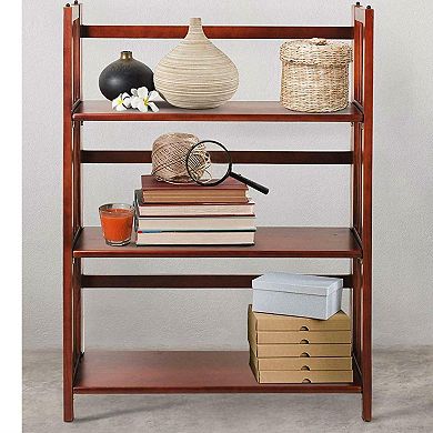 3-shelf Folding Storage Shelves Bookcase For Living Room