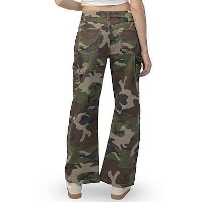 Juniors Almost Famous Camo Barrel Leg Cargo Pants