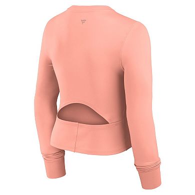 Women's Fanatics Coral Las Vegas Raiders Studio Fitted Long Sleeve Gym Top