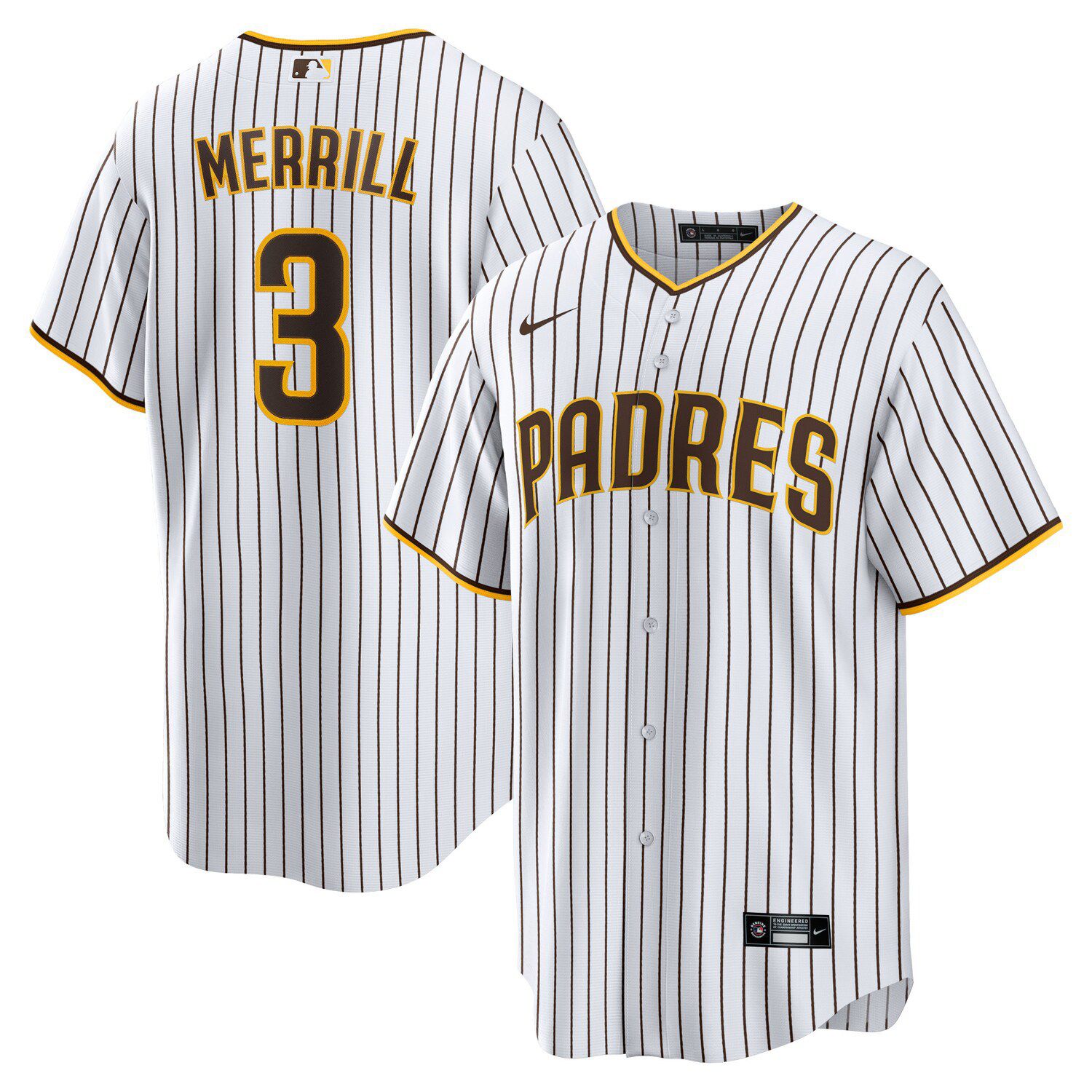 thumbnail image 2 of Jackson Merrill San Diego Padres 1984 Cooperstown Throwback Jersey - Majestic 2 of 6