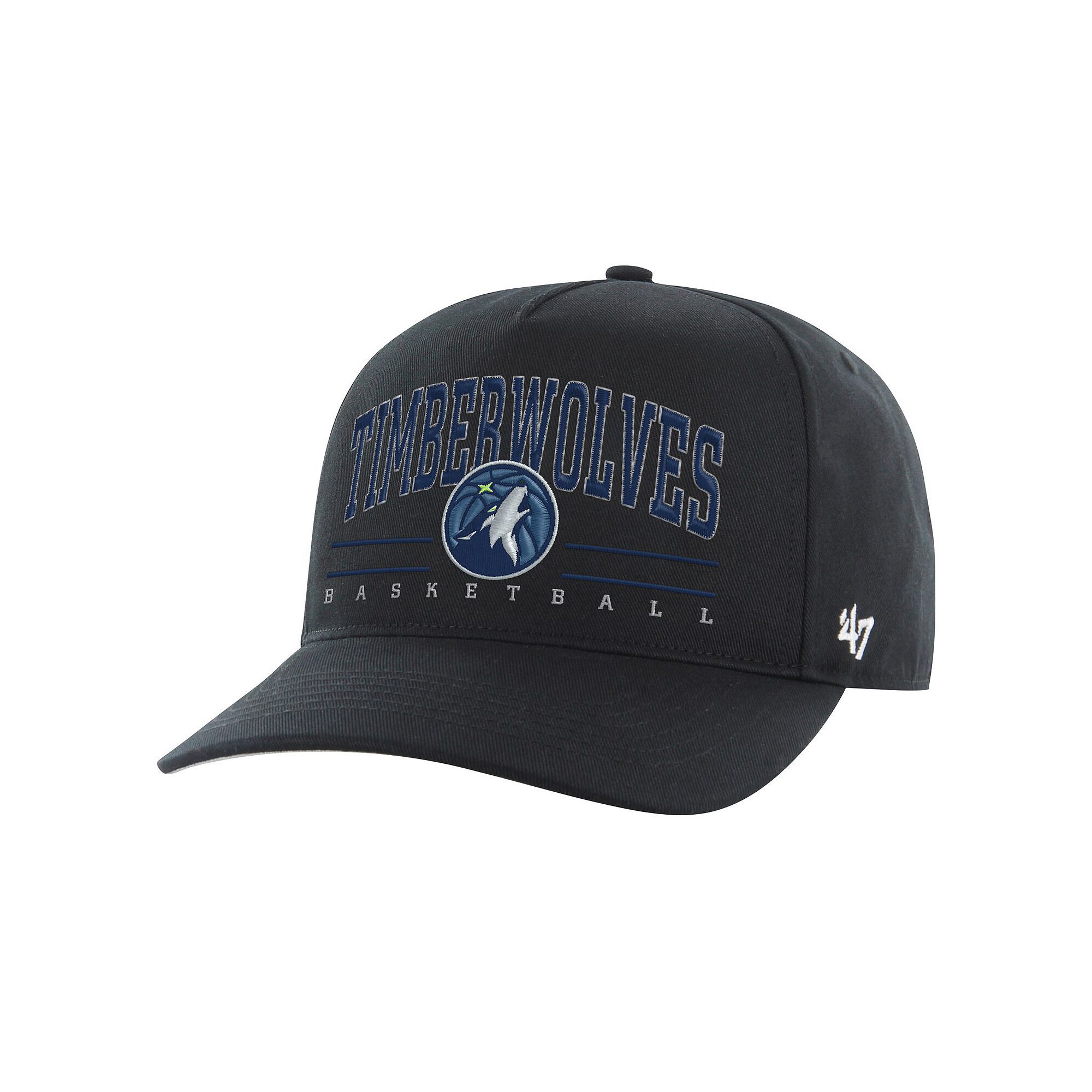 Mens 47 Black Minnesota Timberwolves Core Roscoe Hitch Adjustable Hat