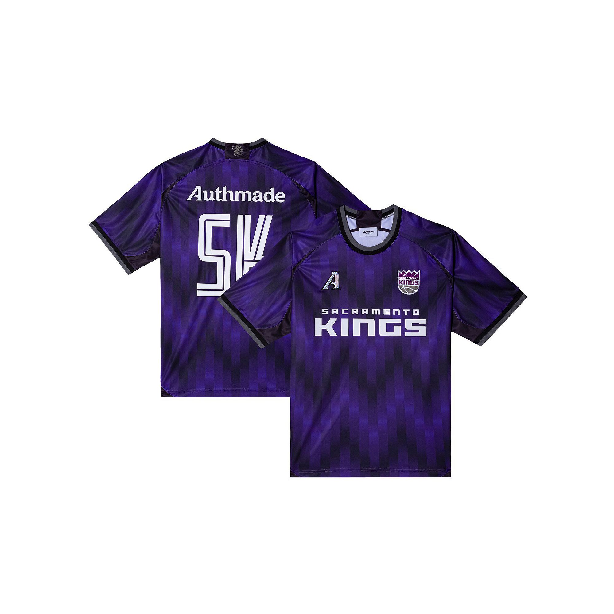Mens Authmade x NBA Purple Sacramento Kings Soccer Kit Fashion Jersey, Siz