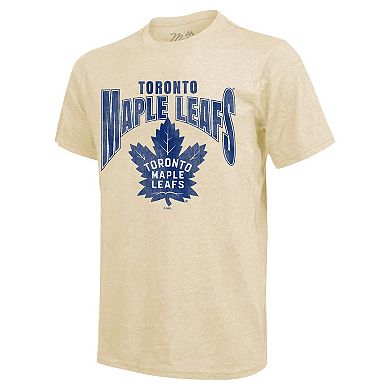 Men's Majestic Threads Auston Matthews Cream Toronto Maple Leafs Dynasty Name & Number Tri-Blend T-Shirt