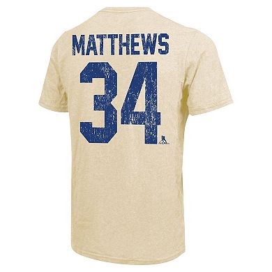 Men's Majestic Threads Auston Matthews Cream Toronto Maple Leafs Dynasty Name & Number Tri-Blend T-Shirt