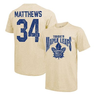 Men's Majestic Threads Auston Matthews Cream Toronto Maple Leafs Dynasty Name & Number Tri-Blend T-Shirt