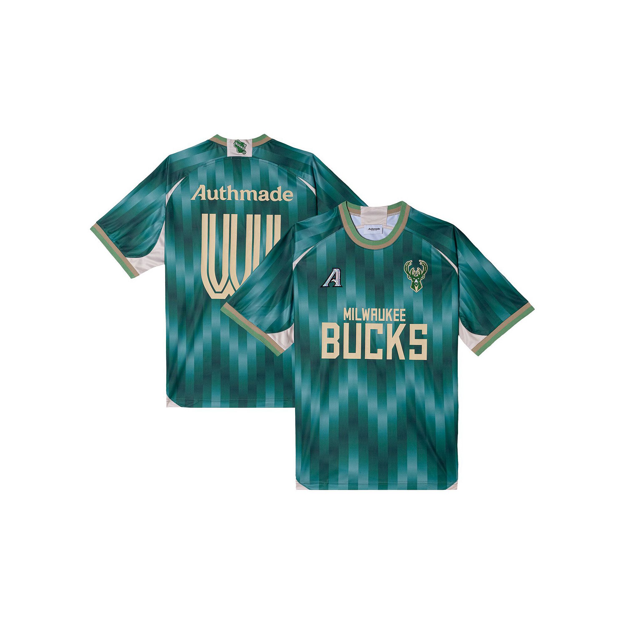 Mens Authmade x NBA Green Milwaukee Bucks Soccer Kit Fashion Jersey, Size: