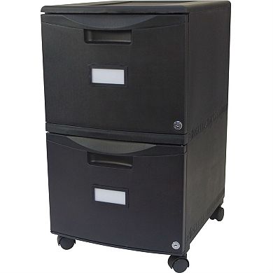 Black 2-drawer Locking Letter/legal Size File Cabinet With Casters/wheels