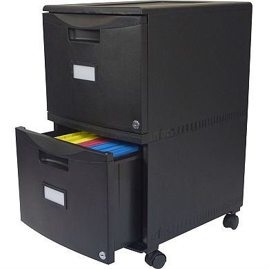 Black 2-drawer Locking Letter/legal Size File Cabinet With Casters/wheels