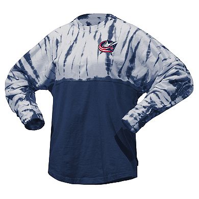 Unisex Spirit Jersey Navy Columbus Blue Jackets Crystal Half Dye Long Sleeve T-Shirt