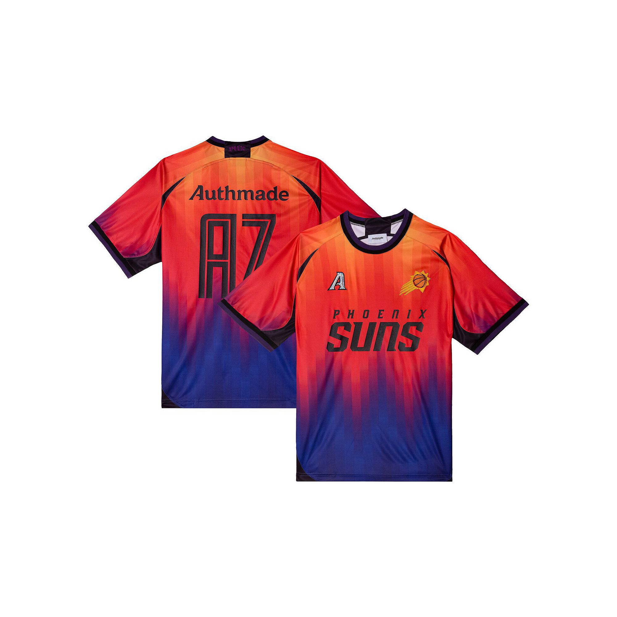 Mens Authmade x NBA Orange Phoenix Suns Soccer Kit Fashion Jersey, Size: S