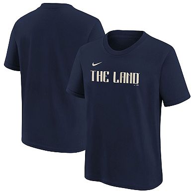 Youth Nike Navy Cleveland Guardians 2024 City Connect Wordmark T-Shirt