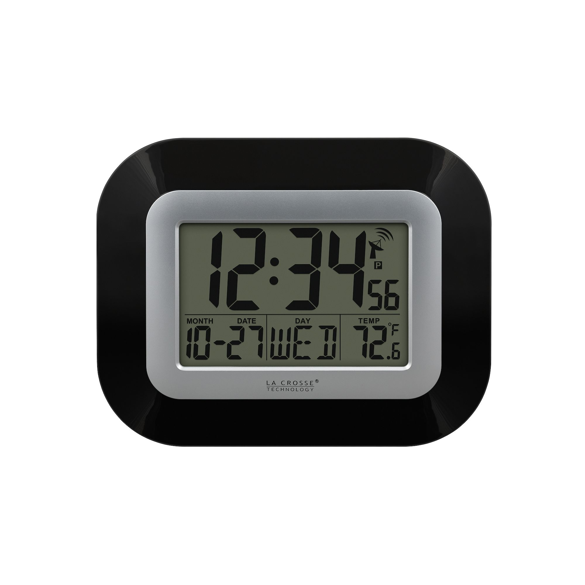 La Crosse Technology Digital Atomic Wall Clock, Black