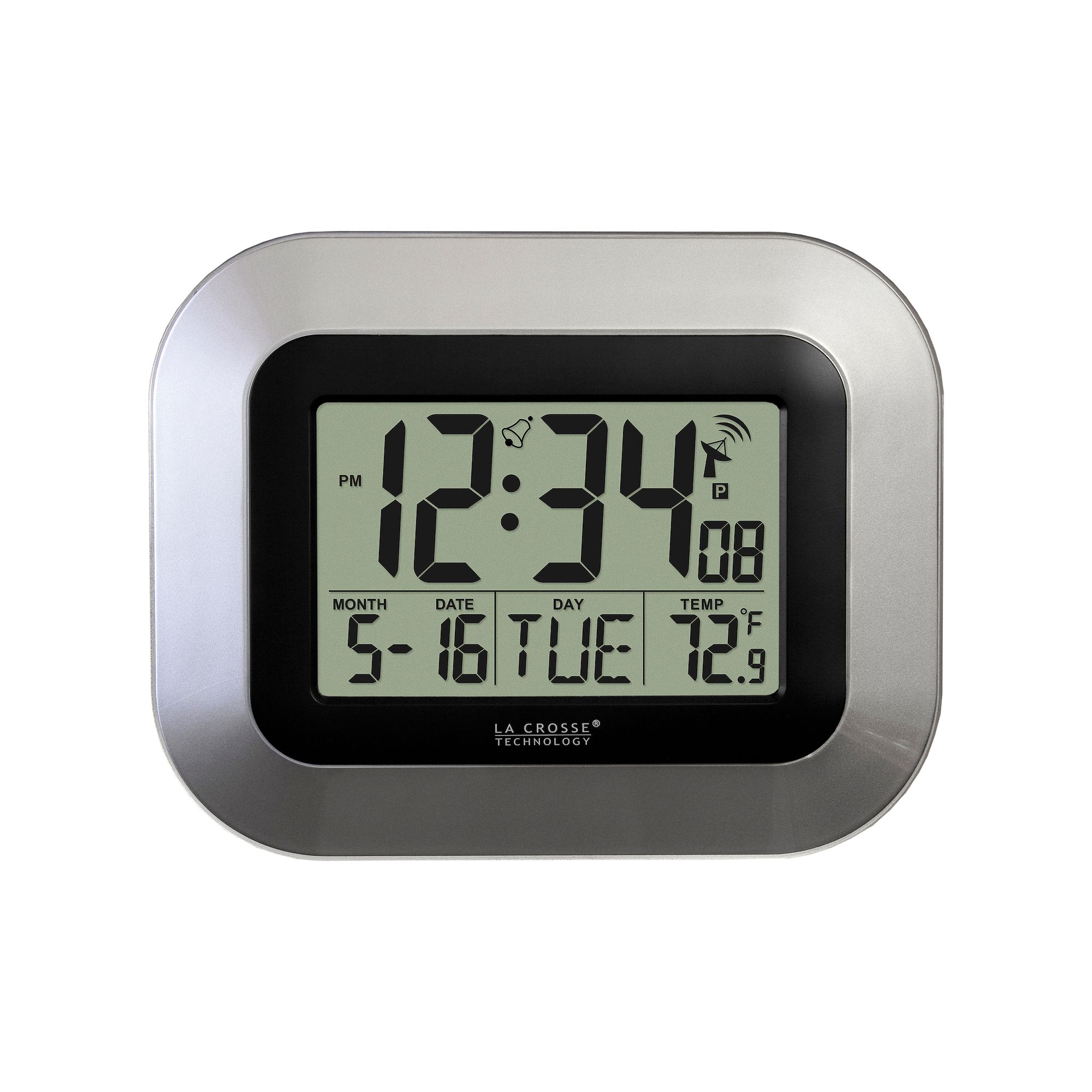La Crosse Technology Digital Atomic Wall Clock, Silver