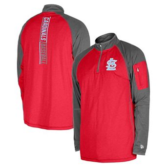 Men's New Era Red St. Louis Cardinals Father's Day Raglan Quarter-Zip Top