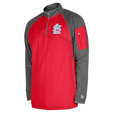 Men's New Era Red St. Louis Cardinals Father's Day Raglan Quarter-Zip Top