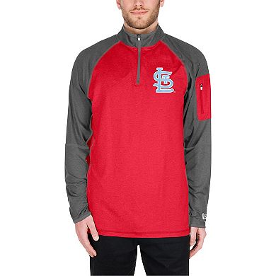 Men's New Era Red St. Louis Cardinals Father's Day Raglan Quarter-Zip Top