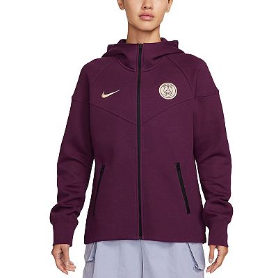 Women s Nike Burgundy Paris Saint Germain 2024 25 Tech Fleece Full Zip Hoodie