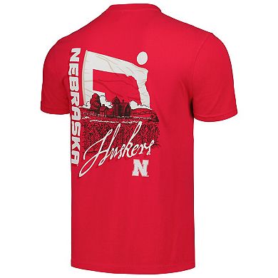 Unisex Scarlet Nebraska Huskers Hyper Local Farming Flag Skyline T-Shirt