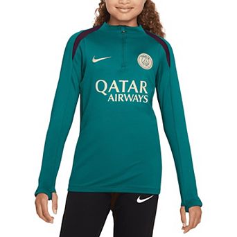 Youth Nike Teal Paris Saint-Germain 2024/25 Strike Drill Quarter-Zip Long Sleeve Performance Training Top