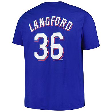 Men's Profile Wyatt Langford Royal Texas Rangers Big & Tall Name & Number T-Shirt