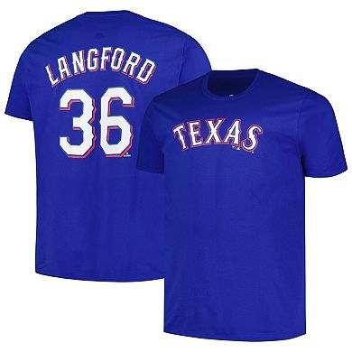 Men's Profile Wyatt Langford Royal Texas Rangers Big & Tall Name & Number T-Shirt