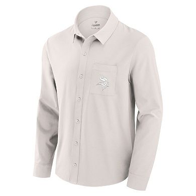 Men's Fanatics Cream Minnesota Vikings Front Office Long Sleeve Button-Up Shirt
