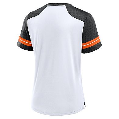 Women's Fanatics White/Black Cincinnati Bengals Foiled Primary Lace-Up T-Shirt