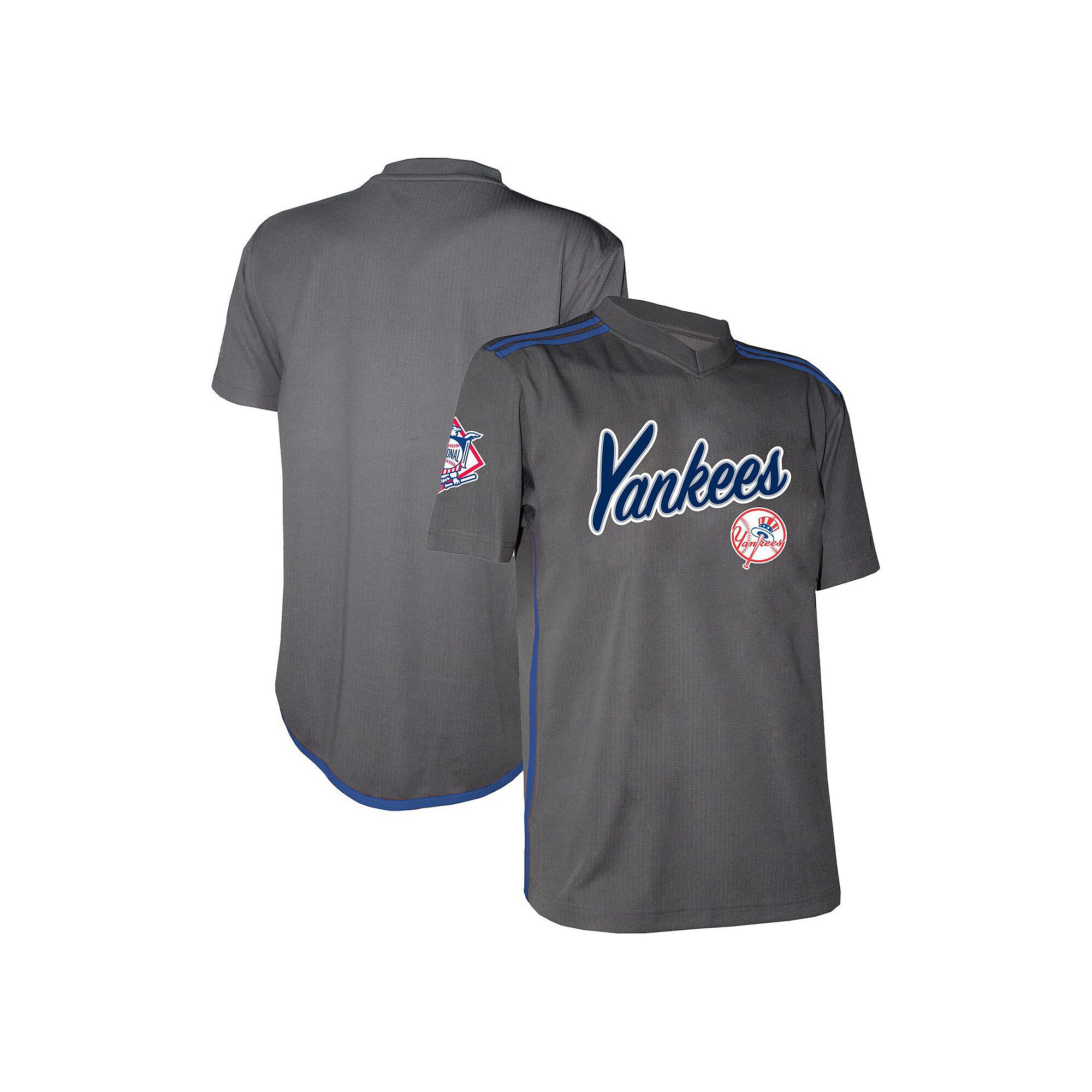 Mens  Stitches Charcoal New York Yankees Team V-Neck Jersey, Size: Small