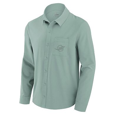 Men's Fanatics Mint Miami Dolphins Front Office Long Sleeve Button-Up Shirt