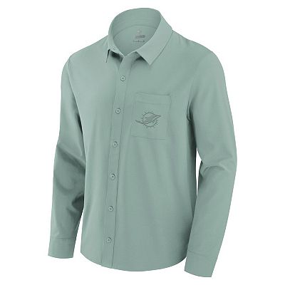 miami dolphins dress shirt Men's J. Palmer White Miami Dolphins Man-In-Motion Long Sleeve Button-Up Dress Shirt Size: 3XL