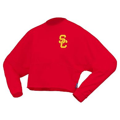 Women's Spirit Jersey Cardinal USC Trojans OversizedÂ Cropped Long Sleeve T-Shirt