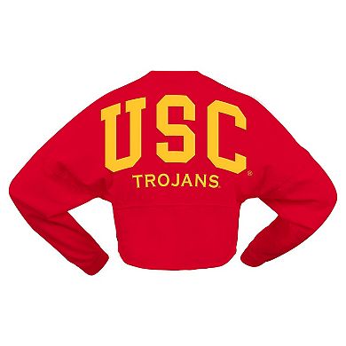 Women's Spirit Jersey Cardinal USC Trojans OversizedÂ Cropped Long Sleeve T-Shirt