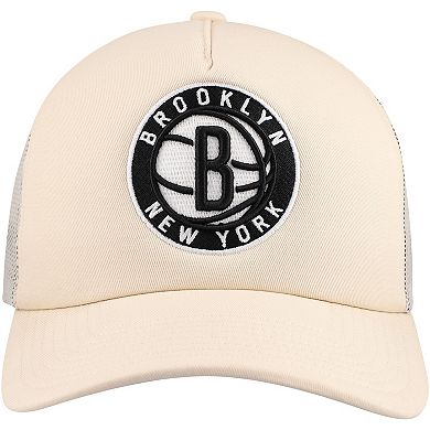 Men's Mitchell & Ness Cream Brooklyn Nets Trucker Adjustable Hat