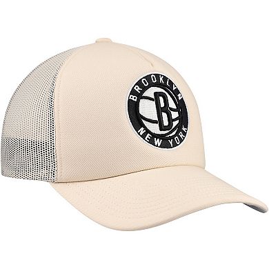 Men's Mitchell & Ness Cream Brooklyn Nets Trucker Adjustable Hat