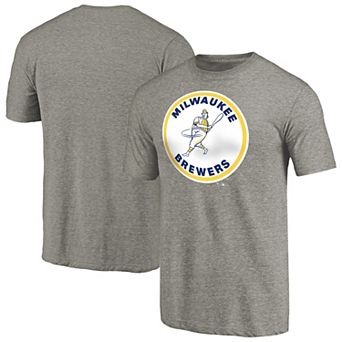 Men's Ash Milwaukee Brewers Cooperstown Collection Forbes Tri-Blend T-Shirt