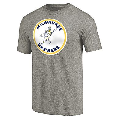 Men's Ash Milwaukee Brewers Cooperstown Collection Forbes Tri-Blend T-Shirt