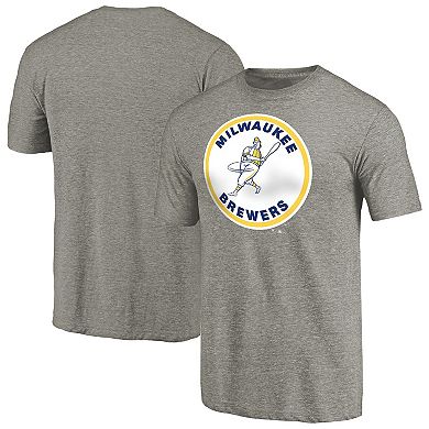 Men's Ash Milwaukee Brewers Cooperstown Collection Forbes Tri-Blend T-Shirt