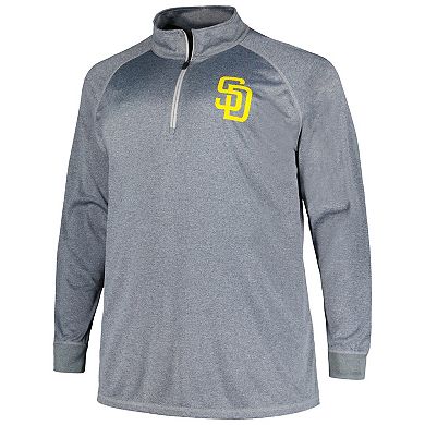 Men's Profile Gray San Diego Padres Big & Tall Raglan Quarter-Zip Top