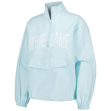 Women's Lusso Light Blue Notre Dame Fighting Irish Parker Quarter-Zip Rain Tech Jacket