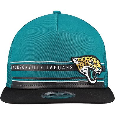 Men's New Era Teal/Black Jacksonville Jaguars Half Stripe Trucker 9FIFTY Snapback Hat
