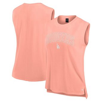 Women's Fanatics Signature Coral Los Angeles Dodgers Studio Gym Tank Top