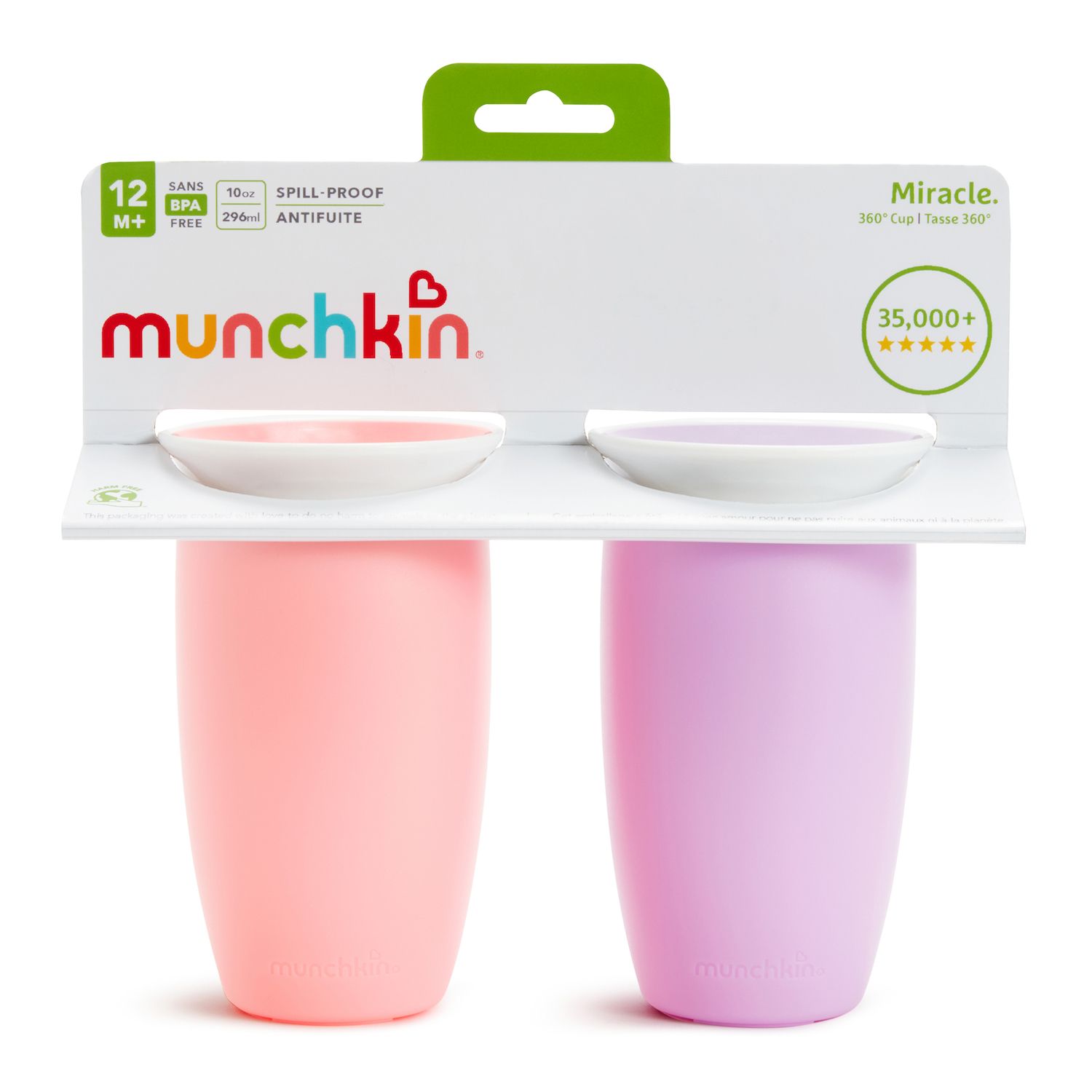 COLOR GREEN Munchkin 2-Pack 10-oz. Miracle® 360° Trainer Cup