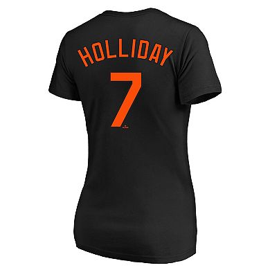Women's Jackson Holliday Black Baltimore Orioles Plus Size Name & Number V-Neck T-Shirt