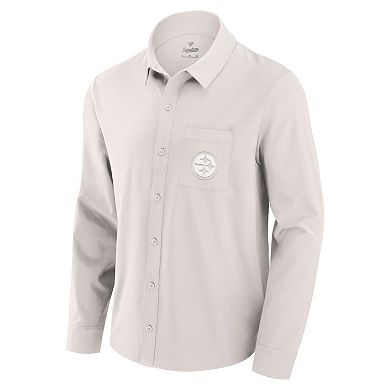 Men's Fanatics Cream Pittsburgh Steelers Front Office Long Sleeve Button-Up Shirt