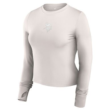 Women's Fanatics White Minnesota Vikings Studio Fitted Long Sleeve Gym Top