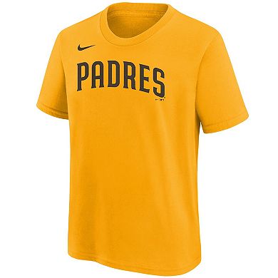 Youth Nike Jackson Merrill Gold San Diego Padres Player Name & Number T-Shirt