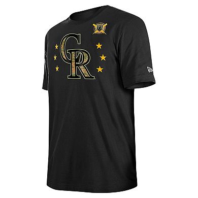 Men's New Era Black Colorado Rockies 2024 Armed Forces Day T-Shirt